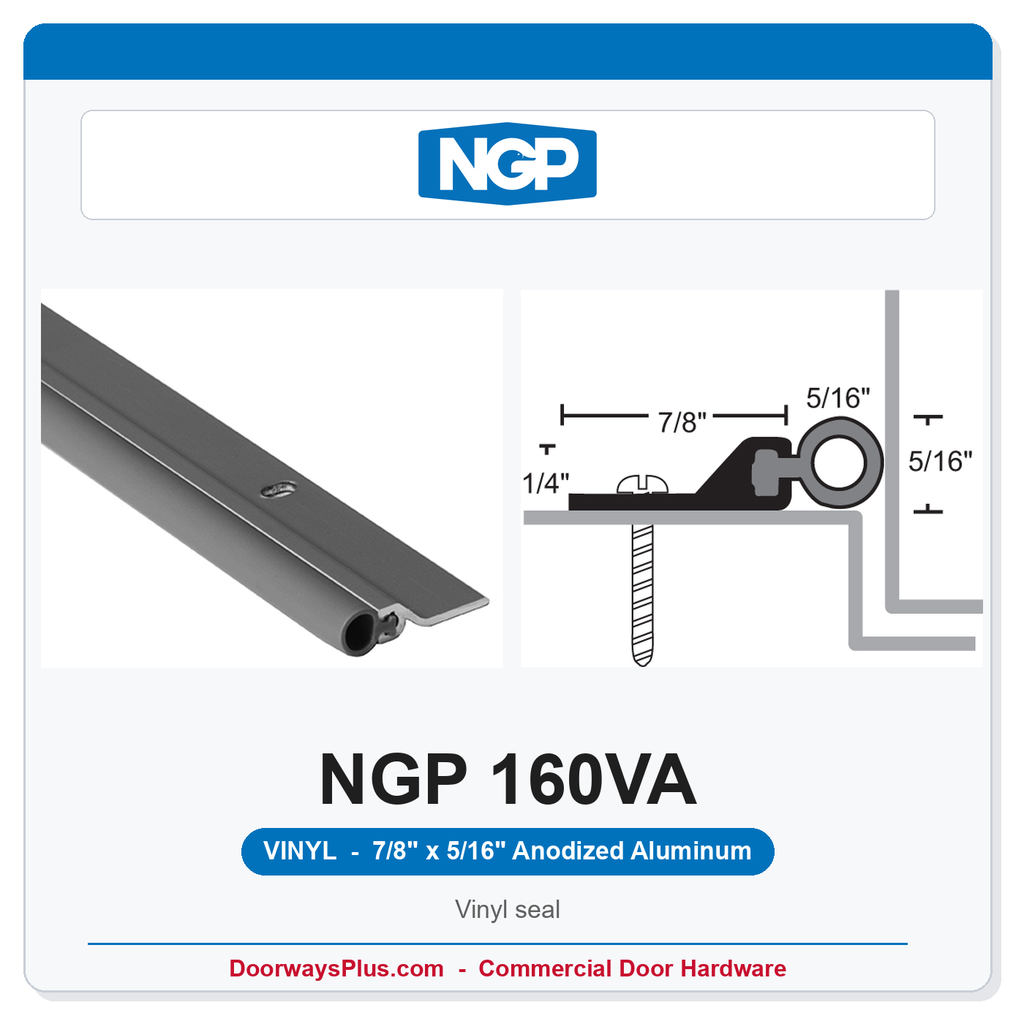 NGP 160VA Vinyl Perimeter Weatherstrip Set – Fire Rated, Anodized Aluminum | National Guard Products