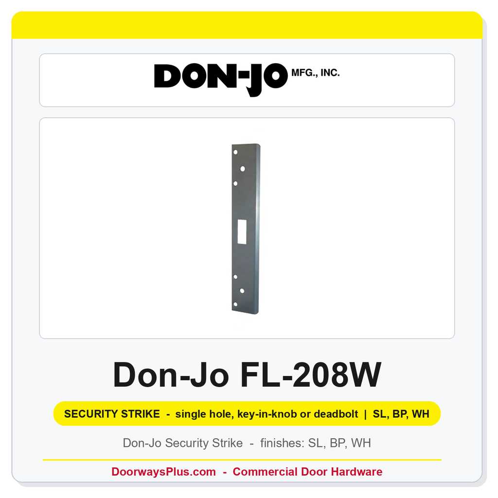 Don-Jo FL-208W 095 Security Strike | 1-3/4" x 8" | 13 Gauge | Single Latch