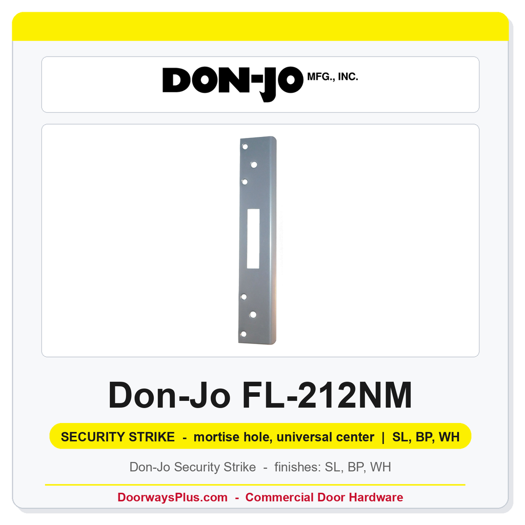 Don-Jo FL-212NM 095 Security Strike | 1-3/8" x 12" | 13 Ga. Ferrous Steel | Universal Mortise