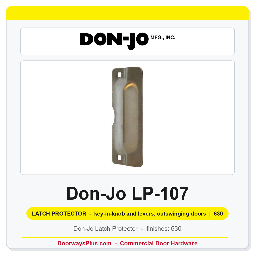 Don-Jo LP-107 104 Latch Protector | 2-3/4" x 7" | 12 Ga. Stainless Steel | 630 (US32D) | Outswing