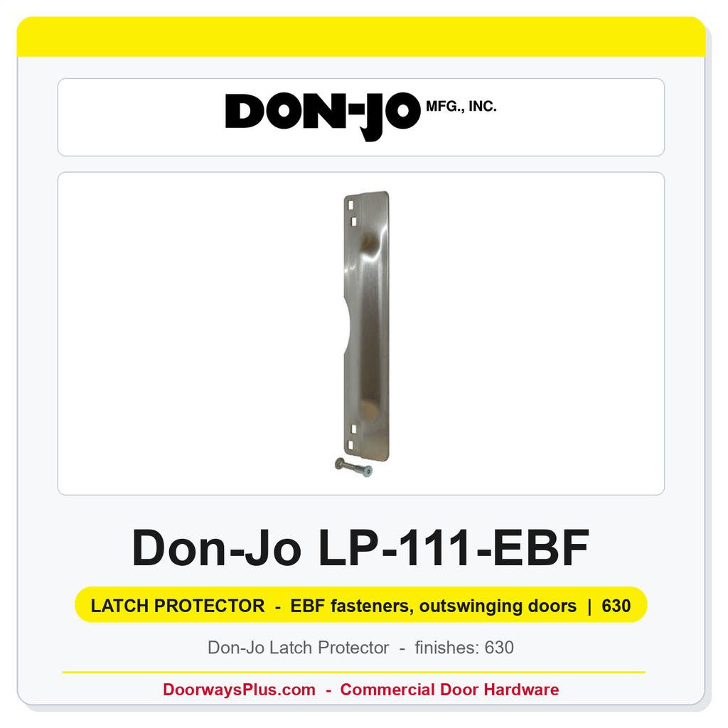 Don-Jo LP-111-EBF 104 Latch Protector | 3"x11" | 12 Ga. Stainless | EBF | Outswing