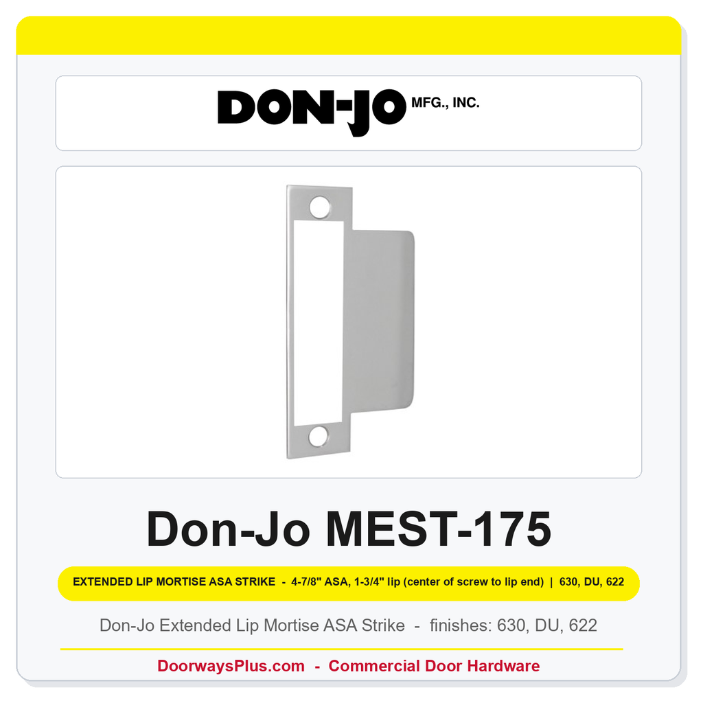 Don-Jo MEST-175 Extended Lip Mortise ASA Strike | 1-3/4" x 4-7/8" | US32D, DU, US19