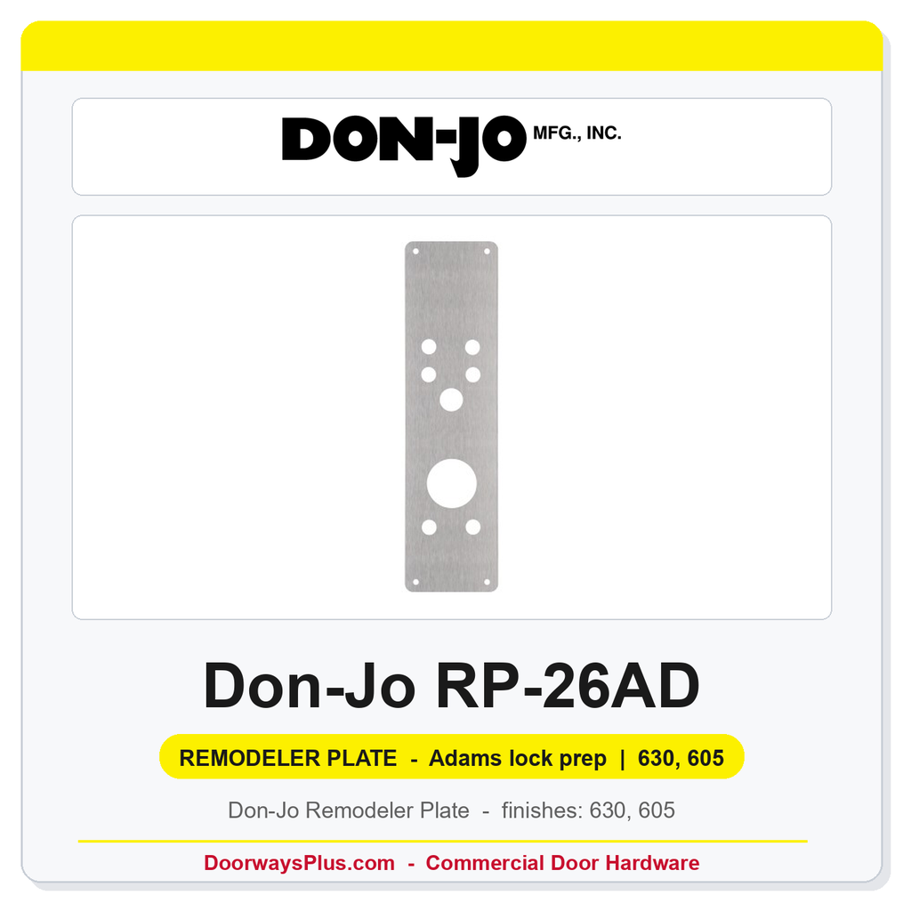 Don-Jo RP-26AD Remodeler Plate | 5" x 16" | Adams Lock Prep | .032" | US32D / US3