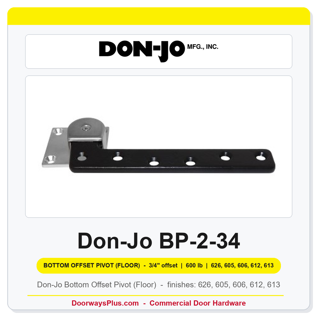 Don-Jo BP-2-34 Bottom Offset Floor Pivot | 3/4" Offset | 600 lb | Non-Ferrous