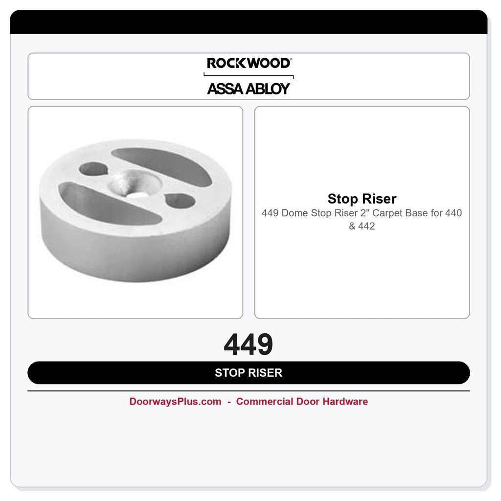 Rockwood 449 Dome Stop Riser | 2" Carpet Base for 440 & 442 Floor Stops