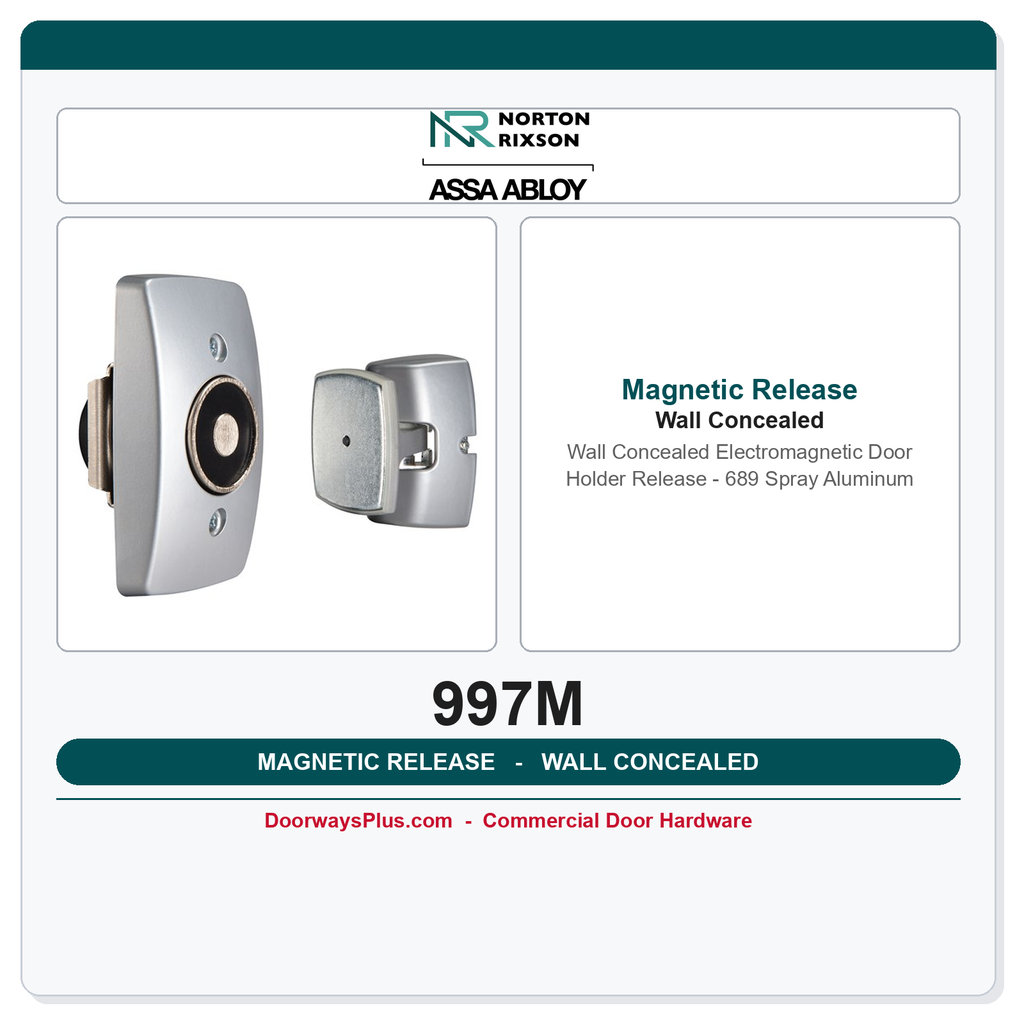 Rixson 997M Wall Concealed Electromagnetic Door Holder Release – 689 Spray Aluminum