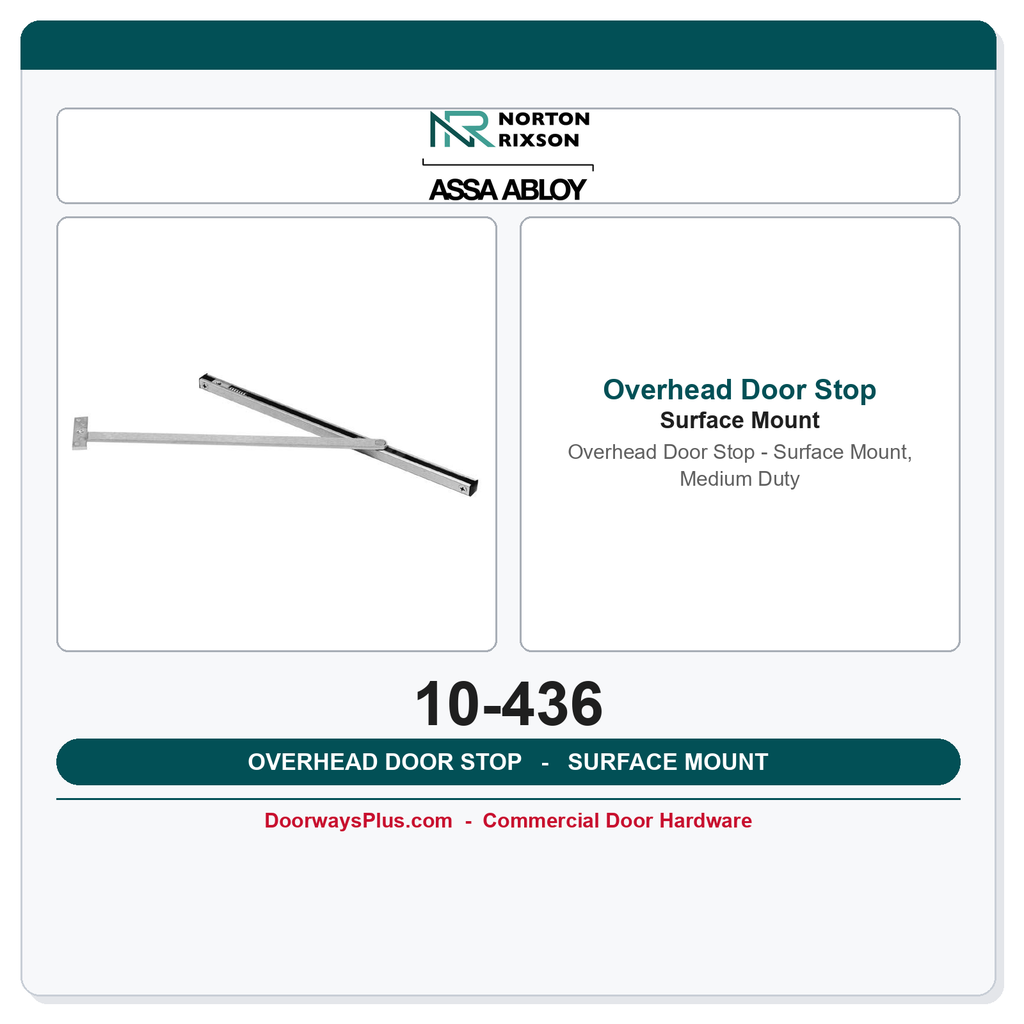 Rixson 10-436 Overhead Door Stop – Surface Mount, Medium Duty