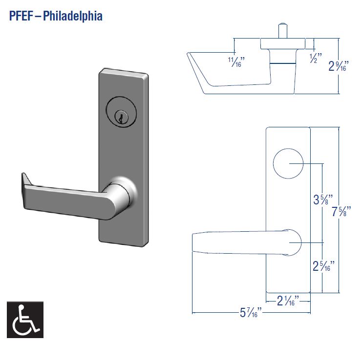 PDQ Mortise Lockset MR148 PFEF Classroom Function