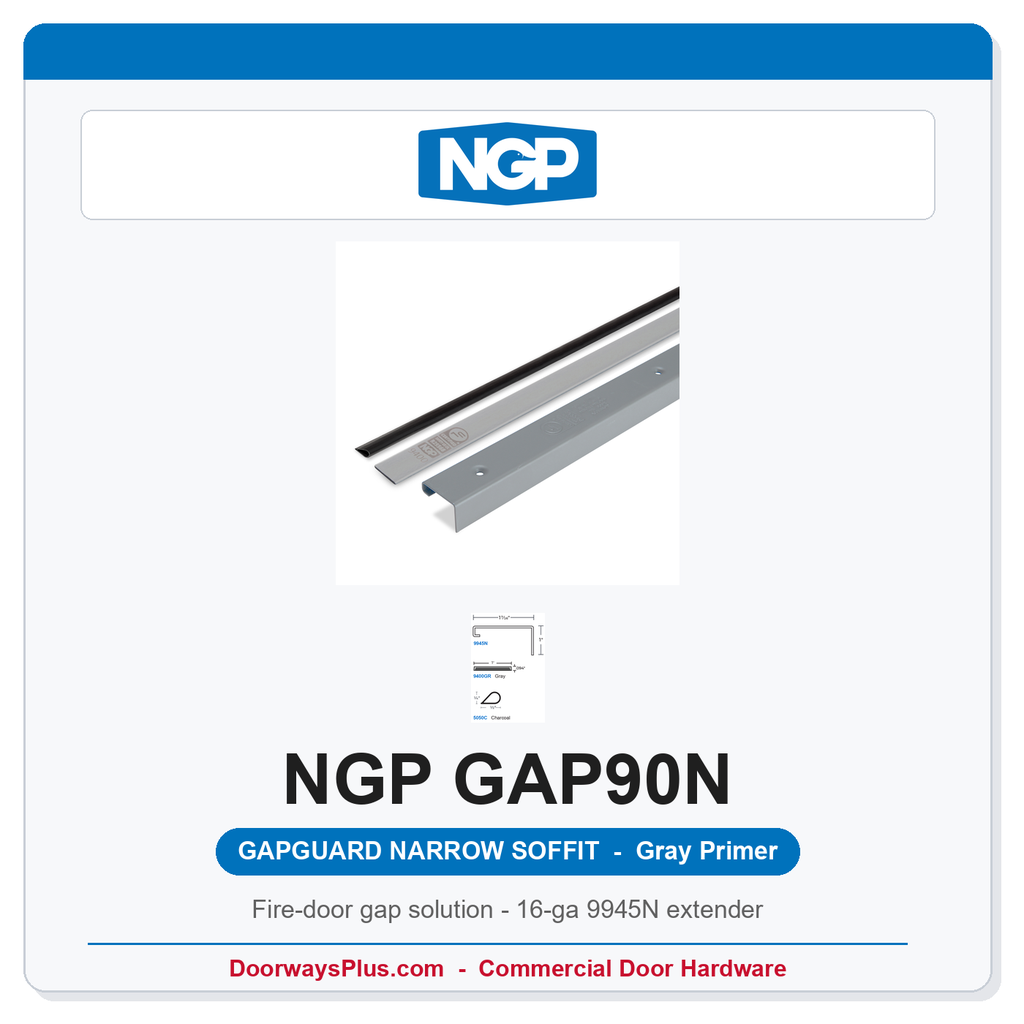 NGP GAP90N GapGuard Fire Door Head and Jamb Gap Solution - Narrow Soffit Gray Primer | National Guard