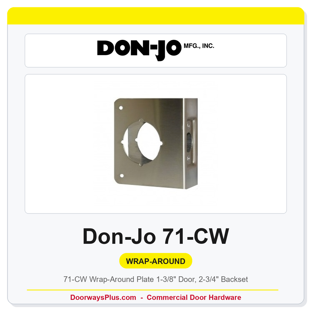 Don-Jo 71-CW Wrap-Around Plate | 1-3/8" Door, 2-3/4" Backset