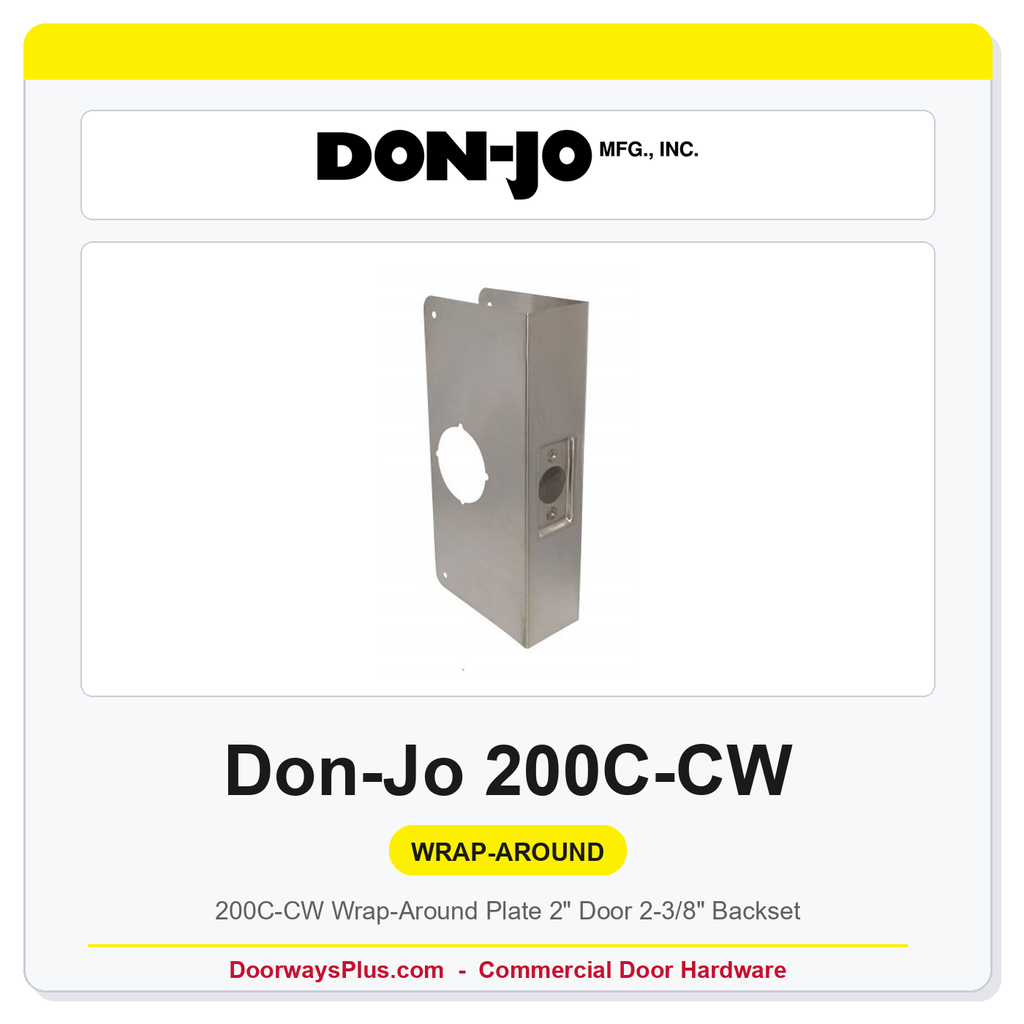 Don-Jo 200C-CW Wrap-Around Plate | 2" Door | 2-3/8" Backset