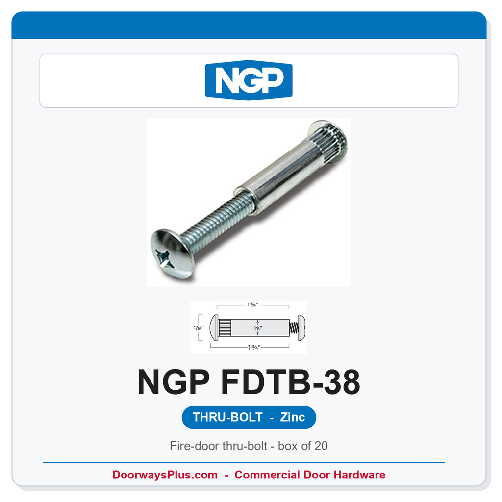 NGP FDTB 3/8 GapGuard Fire Door Thru-Bolt - Zinc | National Guard