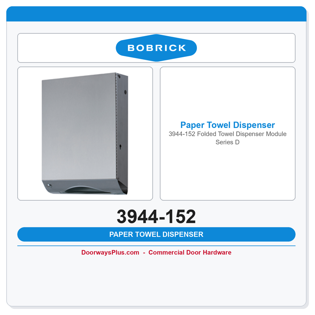 Bobrick 3944-152 Folded Towel Dispenser Module Series D