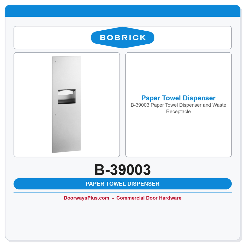 Bobrick B-39003 Paper Towel Dispenser and Waste Receptacle