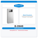 Bobrick B-35649 Surface-Mounted Waste Receptacle, 12-Gal. Stainless