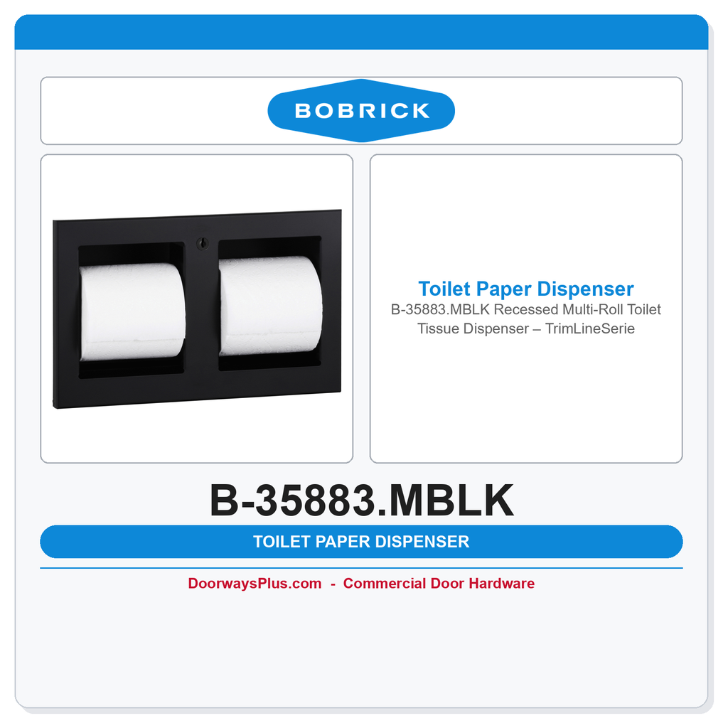 Bobrick B-35883.MBLK Recessed Multi-Roll Toilet Tissue Dispenser – TrimLineSeries, Matte Black