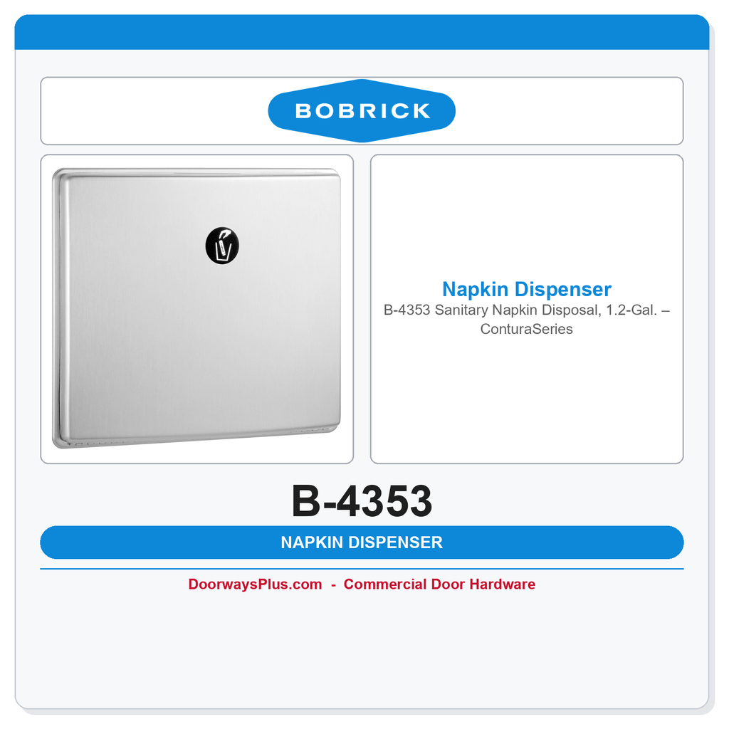 Bobrick B-4353 Sanitary Napkin Disposal, 1.2-Gal. – ConturaSeries