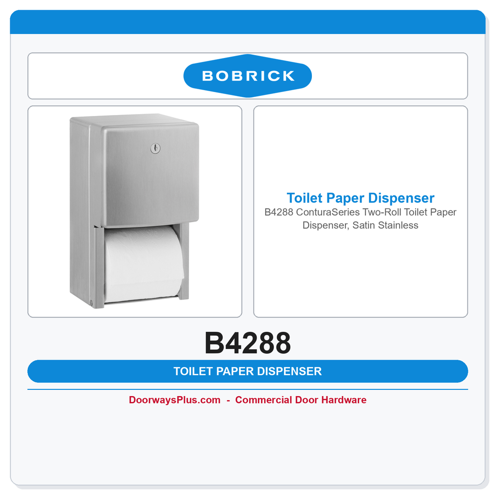 Bobrick B4288 ConturaSeries Two-Roll Toilet Paper Dispenser, Satin Stainless