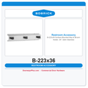 Bobrick B-223x36 Surface-Mounted Mop & Broom Holder, 36", Satin Stainless