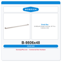 Bobrick B-9806x48 Straight Grab Bar, 48" Fino Collection ADA