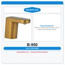 Bobrick B-950 Counter-Mounted Automatic Top-Fill Liquid Soap Dispenser, Brushed Brass