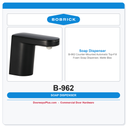Bobrick B-962 Counter-Mounted Automatic Top-Fill Foam Soap Dispenser, Matte Black