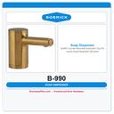 Bobrick B-990 Counter-Mounted Automatic Top-Fill Liquid Soap Dispenser, Brushed Brass