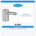 Bobrick B-998 Counter-Mounted Automatic Top-Fill Liquid Soap Dispenser, Polished Chrome