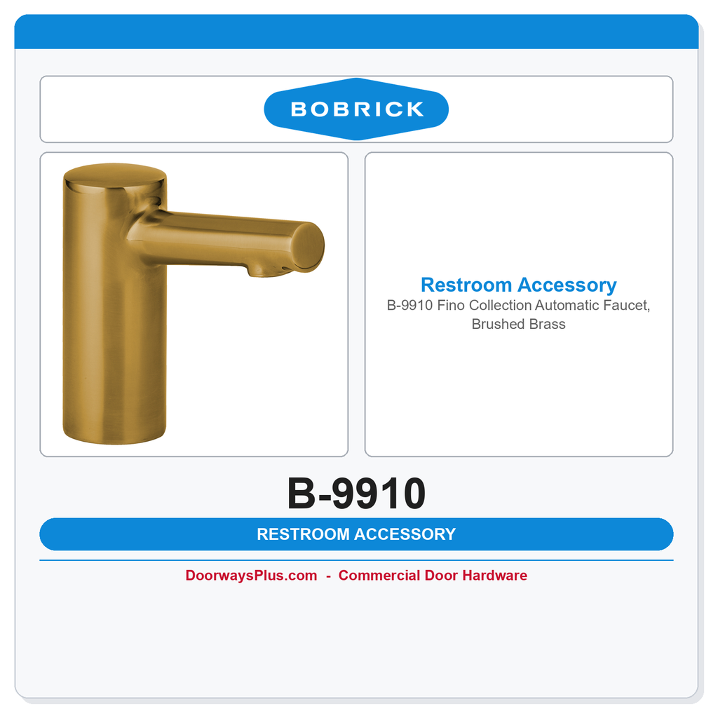 Bobrick B-9910 Fino Collection Automatic Faucet, Brushed Brass