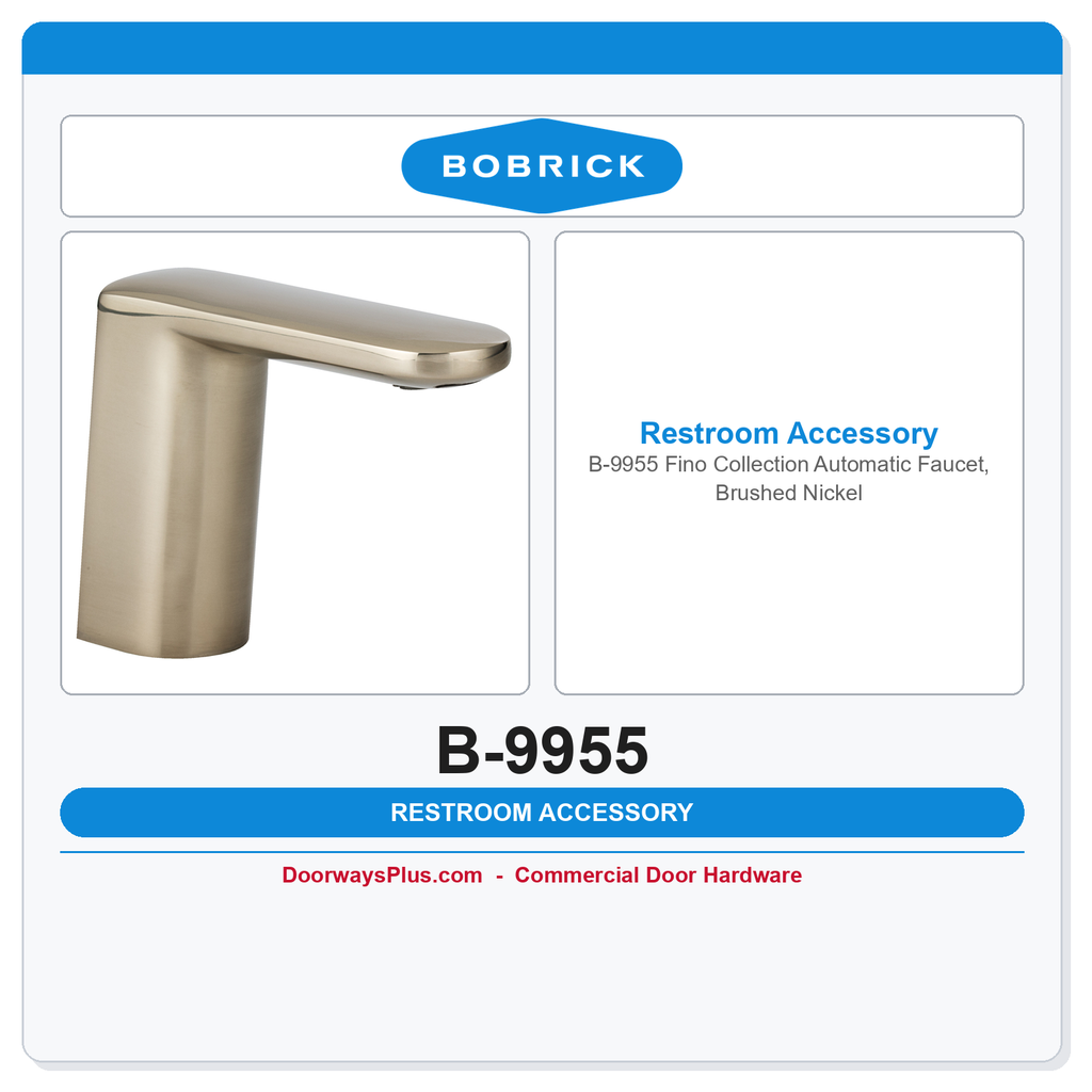 Bobrick B-9955 Fino Collection Automatic Faucet, Brushed Nickel