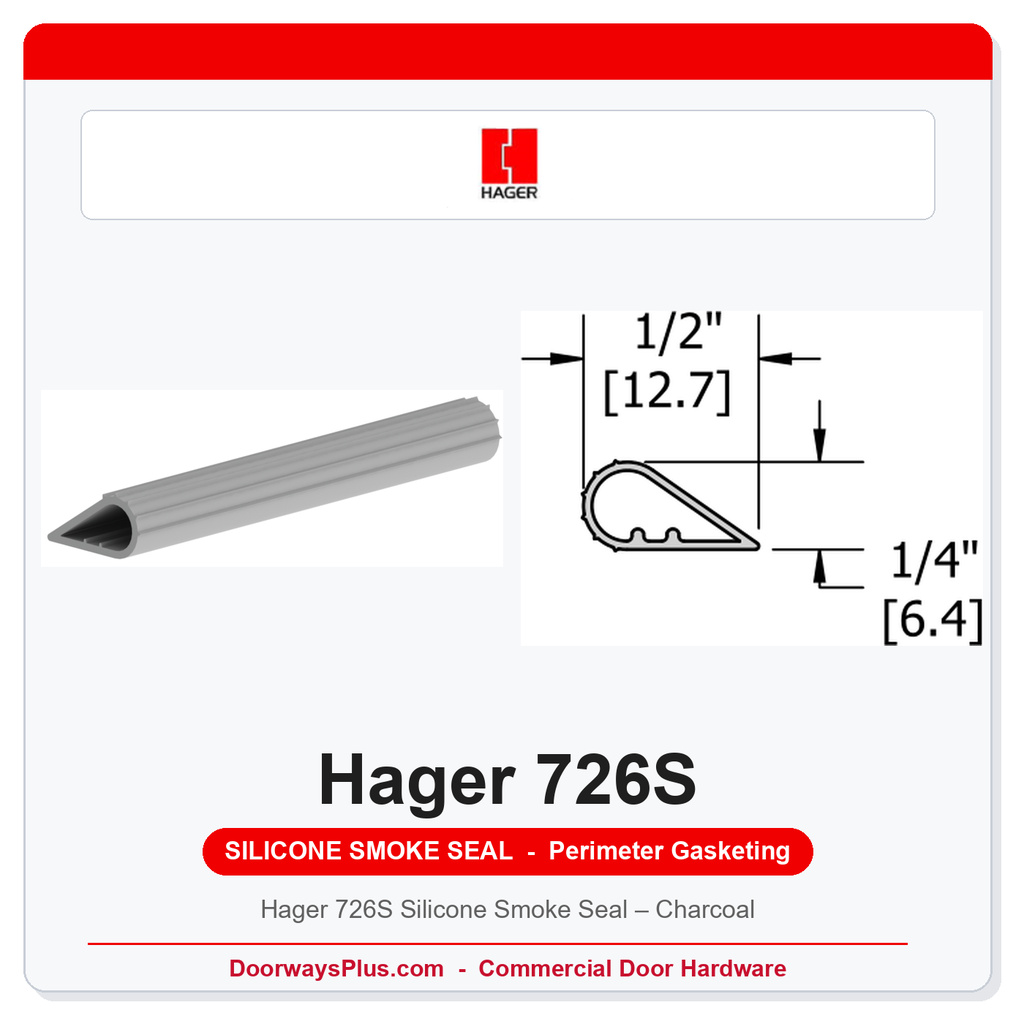 Hager 726S Silicone Smoke Seal – Charcoal | UL 10C Perimeter Weatherstrip