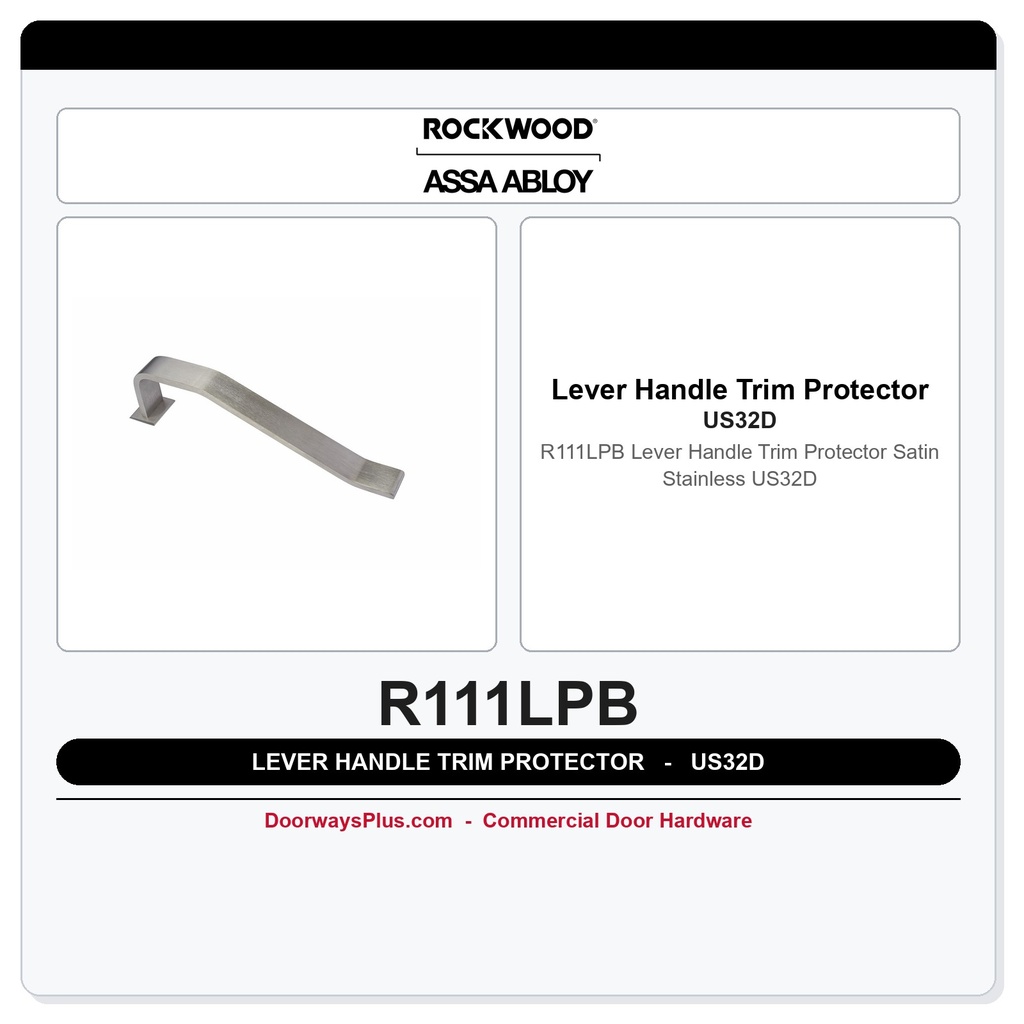 Rockwood R111LPB Lever Handle Trim Protector | Satin Stainless US32D
