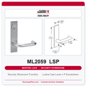 Corbin Russwin ML2059 LSP Security Storeroom Mortise Lockset | Grade 1 | ML2000 Series