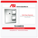 ASI 10-04833 Toilet Seat Cover & Toilet Tissue Dispenser - Surface Mounted