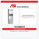 ASI 10-6462-9 Simplicity™ Paper Towel Dispenser & Waste Receptacle – Multi/C-Fold, 9 Gal., Surface Mounted