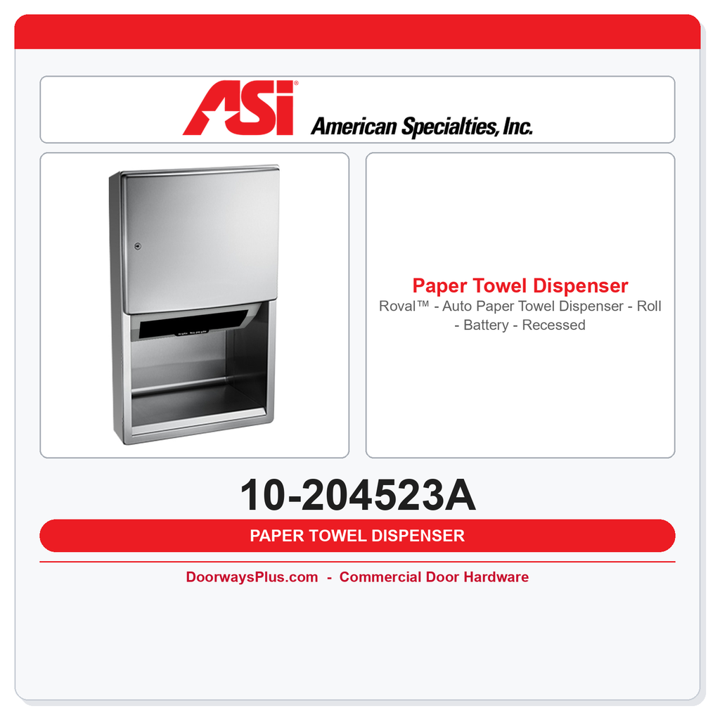 ASI 10-204523A Roval™ - Auto Paper Towel Dispenser - Roll - Battery - Recessed