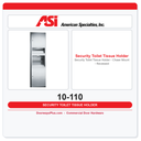 ASI 10-110 Security Toilet Tissue Holder - Chase Mount - Recessed