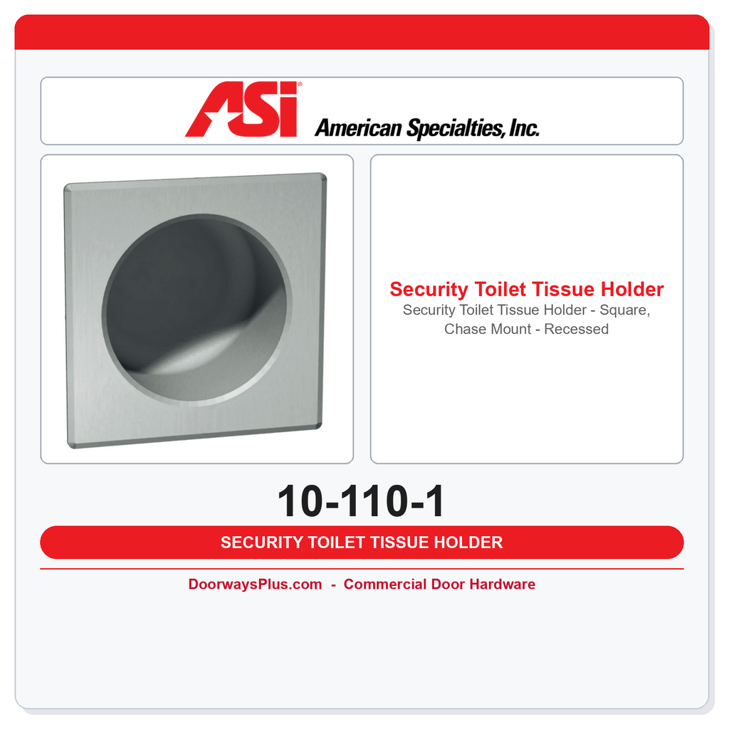 ASI 10-110-1 Security Toilet Tissue Holder - Square, Chase Mount - Recessed