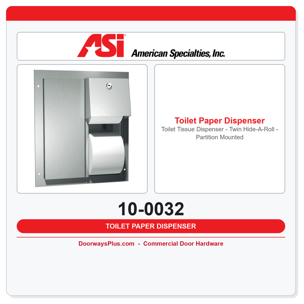ASI 10-0032 Toilet Tissue Dispenser - Twin Hide-A-Roll - Partition Mounted