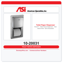 ASI 10-20031 Roval™ - Toilet Tissue Dispenser - Twin Hide-A-Roll - Semi-Recessed
