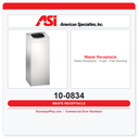 ASI 10-0834 Waste Receptacle - 14 gal. - Free Standing