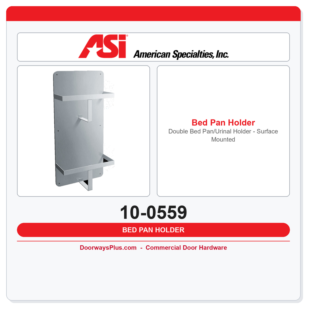 ASI 10-0559 Double Bed Pan/Urinal Holder - Surface Mounted