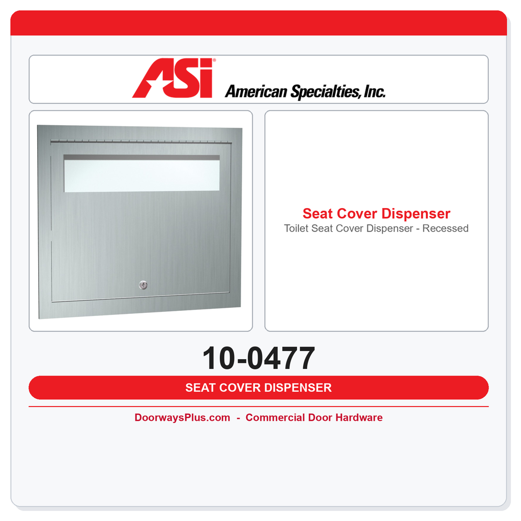 ASI 10-0477 Toilet Seat Cover Dispenser - Recessed