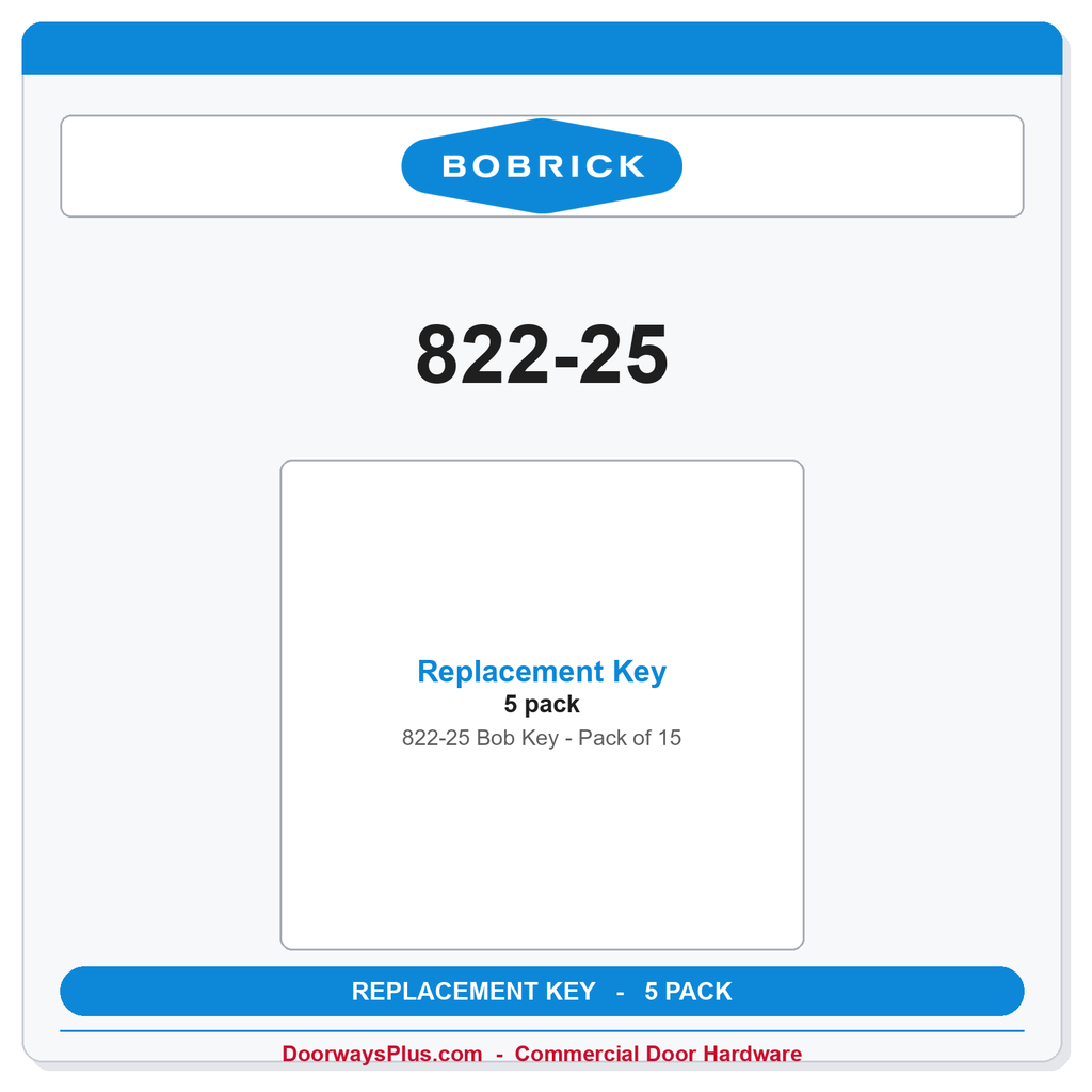 Bobrick 822-25 Bob Key - Pack of 15