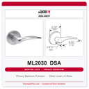 Corbin Russwin ML2030 DSA Privacy Bedroom or Bathroom Mortise Lockset | Grade 1 Commercial