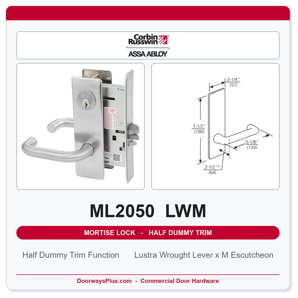 Corbin Russwin ML2050 LWM Half Dummy Trim | Grade 1 Commercial