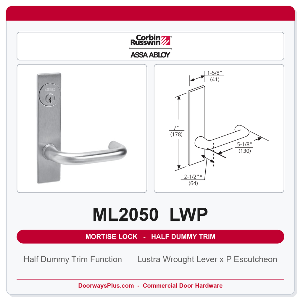 Corbin Russwin ML2050 LWP Half Dummy Trim | Grade 1 Commercial