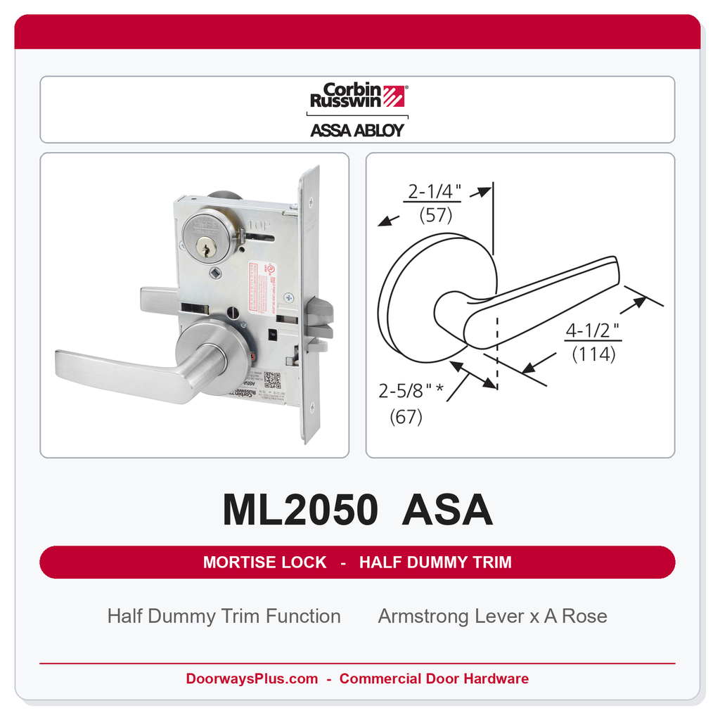 Corbin Russwin ML2050 ASA Half Dummy Trim | Grade 1 Commercial