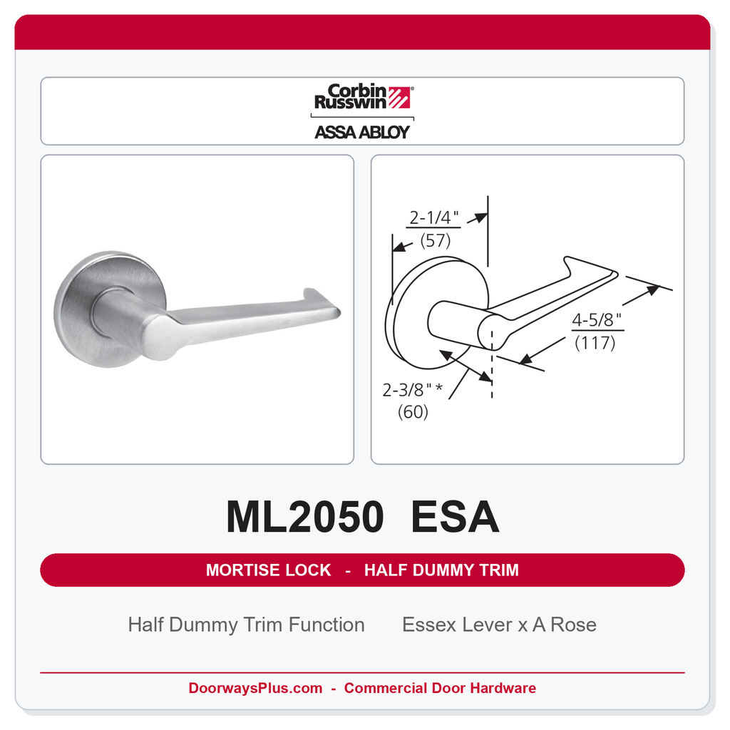 Corbin Russwin ML2050 ESA Half Dummy Trim | Grade 1 Commercial