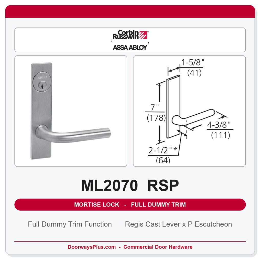 Corbin Russwin ML2070 RSP Full Dummy Trim | Grade 1 Commercial